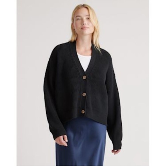 Quince 100% Organic Cotton Fisherman Boxy Cropped Cardigan Size Medium - Picture 4 of 9